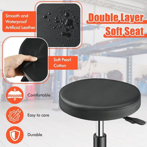 IRONMAX Rolling Mechanic Stool, Adjustable Shop Stool Creeper Seat with Removable Tool Tray, Padded Plush Cushion, Universal Wheels, Heavy Duty Metal Frame, 330 LBS Max Load in Kuwait