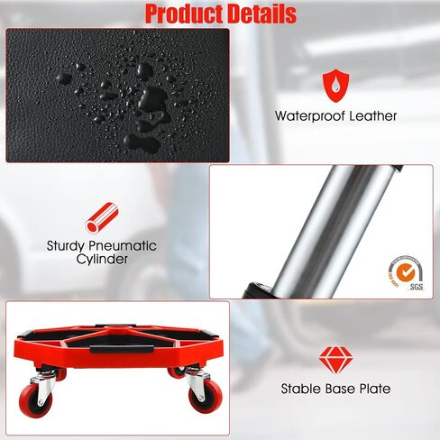 IRONMAX Rolling Mechanic Stool, Adjustable Shop Stool Creeper Seat with Removable Tool Tray, Padded Plush Cushion, Universal Wheels, Heavy Duty Metal Frame, 330 LBS Max Load in Kuwait