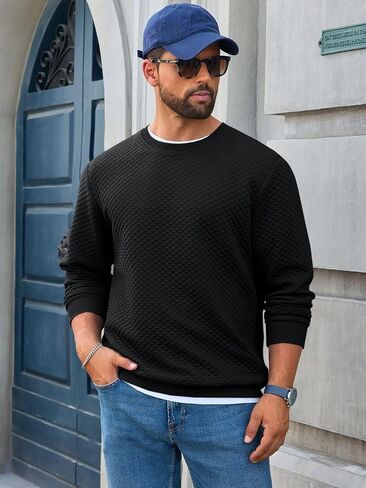 Runcati Mens Crewneck Sweatshirts مبطن الماس محكم السحب طويل الأكمام الطويلة in Saudi Arabia