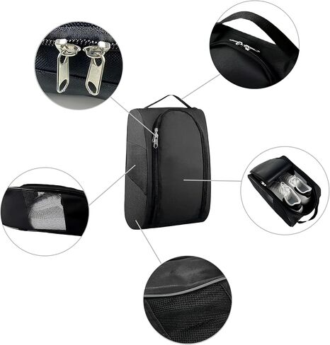 حقيبة أحذية محمولة في أكسفورد للجولف ، حقيبة أحذية رياضية مع تهوية ، حقيبة أحذية سفر مقاومة للماء ، منظم لتخزين الأحذية مع سوستورن في الهواء الطلق ، الرياضة ، الجولف ، السفر ، الأحجار الكريمة (Black2) in Kuwait