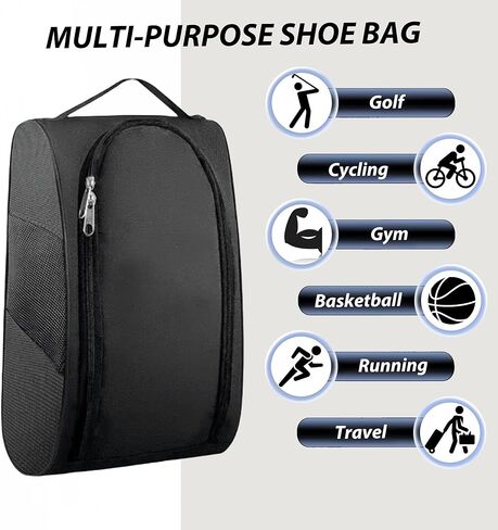 حقيبة أحذية محمولة في أكسفورد للجولف ، حقيبة أحذية رياضية مع تهوية ، حقيبة أحذية سفر مقاومة للماء ، منظم لتخزين الأحذية مع سوستورن في الهواء الطلق ، الرياضة ، الجولف ، السفر ، الأحجار الكريمة (Black2) in Kuwait