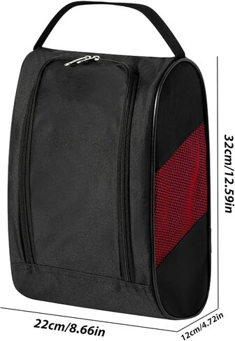 Portable Oxford Golf Shoes Bag, Sports Shoe Bag with Ventilation, Waterproof Travel Shoes Bag, Shoes Storage Organizer with Zipper Closuren for Outdoor, Sports, Golf, Travel, Gem (Black2) in Kuwait