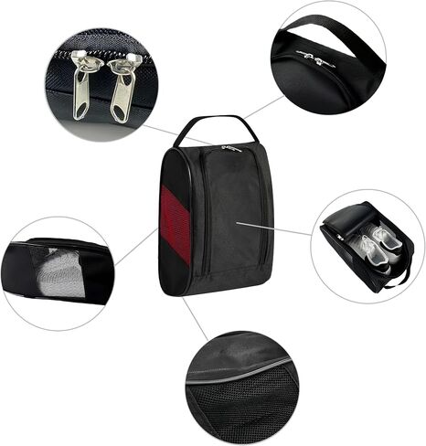 Portable Oxford Golf Shoes Bag, Sports Shoe Bag with Ventilation, Waterproof Travel Shoes Bag, Shoes Storage Organizer with Zipper Closuren for Outdoor, Sports, Golf, Travel, Gem (Black2) in Kuwait