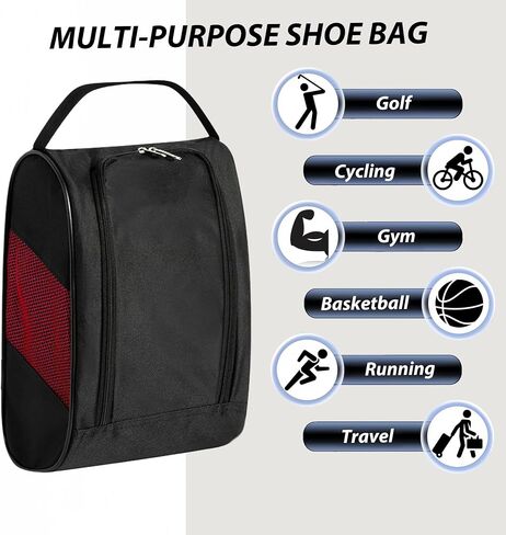 Portable Oxford Golf Shoes Bag, Sports Shoe Bag with Ventilation, Waterproof Travel Shoes Bag, Shoes Storage Organizer with Zipper Closuren for Outdoor, Sports, Golf, Travel, Gem (Black2) in Kuwait