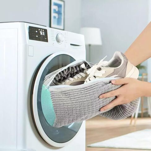 2 Pack Shoe Washing Machine Bag Shoe Washing Bag Shoe Mesh Laundry Bags Shoe Bags for Travel Reusable Shoe Cleaning Bag for All Shoe Sizes (Grey) in Kuwait