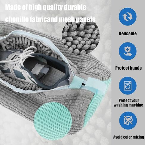 2 Pack Shoe Washing Machine Bag Shoe Washing Bag Shoe Mesh Laundry Bags Shoe Bags for Travel Reusable Shoe Cleaning Bag for All Shoe Sizes (Grey) in Kuwait
