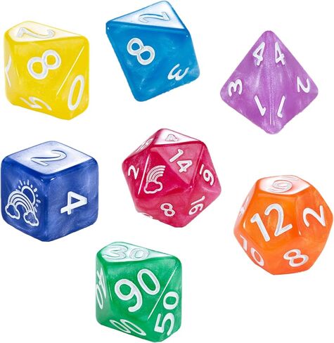 Gate Keeper Games & Dice: Mighty Tiny Dice: Orchid Buds - 7 pc - RPG Dice Set, Holographic Glitter, 12mm Resin Dice, Holographic Style Layered Dice in Saudi Arabia
