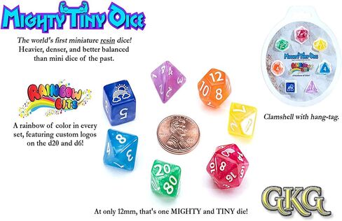 Gate Keeper Games & Dice: Mighty Tiny Dice: Orchid Buds - 7 pc - RPG Dice Set, Holographic Glitter, 12mm Resin Dice, Holographic Style Layered Dice in Saudi Arabia