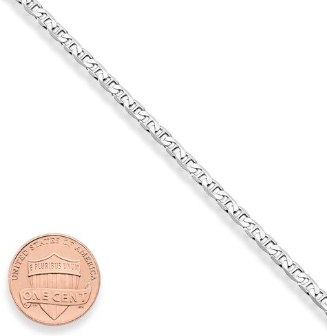 Miabella Italian Solid 925 Sterling Silver ، 18kt Plated 3mm ، 4mm Solid Mariner Bracelet for Men Women ، Made in Italy in Saudi Arabia