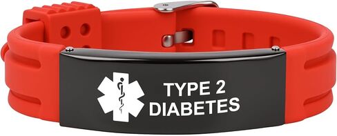 Medical Alert Bracelet for Women Men, Adjustable Medical Alert ID Silicone Wristband for Diabetic D.N.R Pacemaker Epilepsy in Saudi Arabia