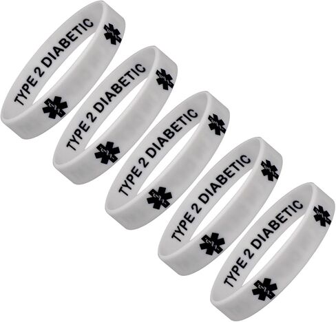 TYPE 2 INSULIN DEPENDENT Medical Alert ID Privacy Enhanced Silicone Bracelets 5 Pack in Saudi Arabia