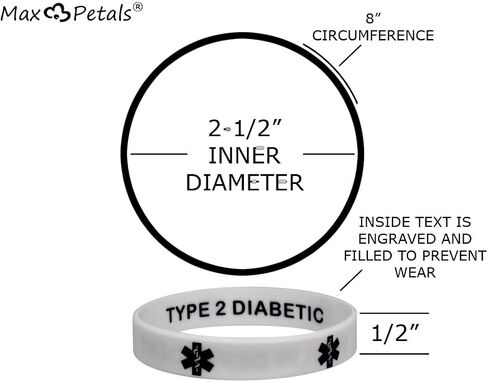 TYPE 2 INSULIN DEPENDENT Medical Alert ID Privacy Enhanced Silicone Bracelets 5 Pack in Saudi Arabia