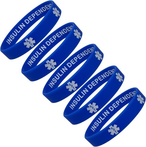 TYPE 2 INSULIN DEPENDENT Medical Alert ID Privacy Enhanced Silicone Bracelets 5 Pack in Saudi Arabia