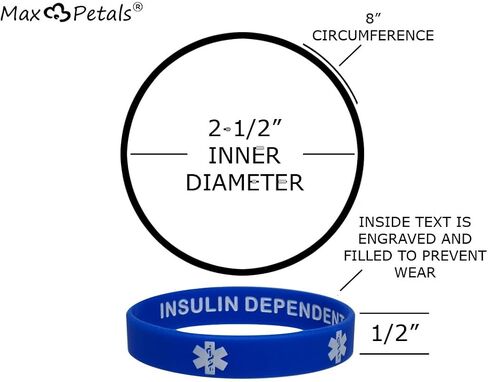 TYPE 2 INSULIN DEPENDENT Medical Alert ID Privacy Enhanced Silicone Bracelets 5 Pack in Saudi Arabia