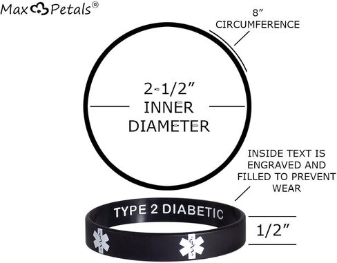 TYPE 2 INSULIN DEPENDENT Medical Alert ID Privacy Enhanced Silicone Bracelets 5 Pack in Saudi Arabia