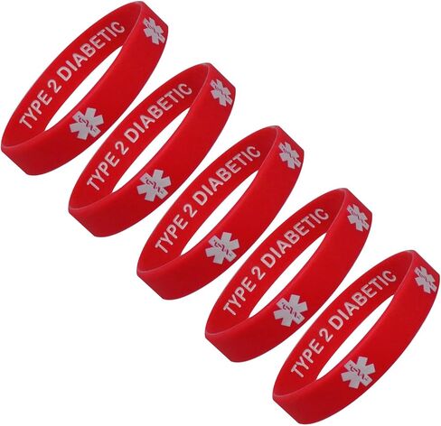 TYPE 2 INSULIN DEPENDENT Medical Alert ID Privacy Enhanced Silicone Bracelets 5 Pack in Saudi Arabia