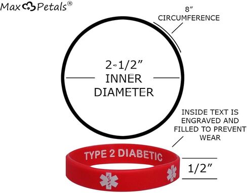 TYPE 2 INSULIN DEPENDENT Medical Alert ID Privacy Enhanced Silicone Bracelets 5 Pack in Saudi Arabia