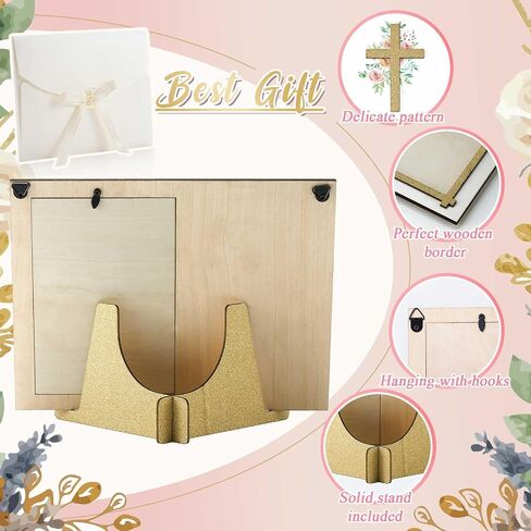 Wesiti Baptism Photo Frame with Gift Box 4 x 6 Inch Baptism Wooden Picture Frame Catholic Keepsake Gifts for Girl Boy Baby Shower Godchild Christening Party Favors Religious Advent Christmas Gift in Kuwait