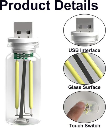 3PCS USB Car Interior Lights, Plug-in Glass Bottle Ambient Lamps for Cars, Portable Atmosphere Night Light, Universal Auto Interior Accessories (Blue) in Kuwait