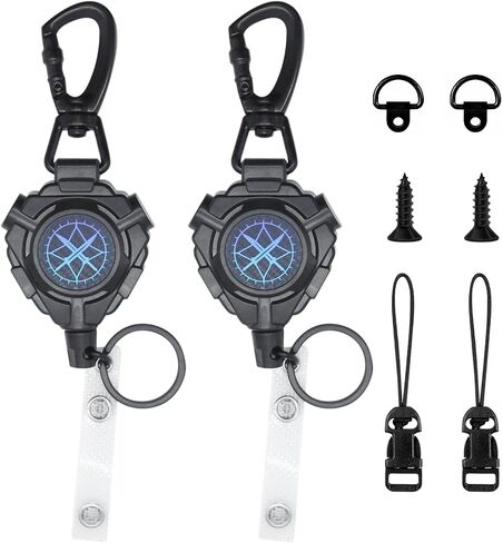 CB Mic Holder Retractable,2Pcs CB Radio Mic Hanger Microphone Keeper Heavy Duty CB Radio Retractable Hanger Tether CB Radio Accessories for Truck Radio 32" Stainless Steel Cord D-Ring Mount Included in Kuwait