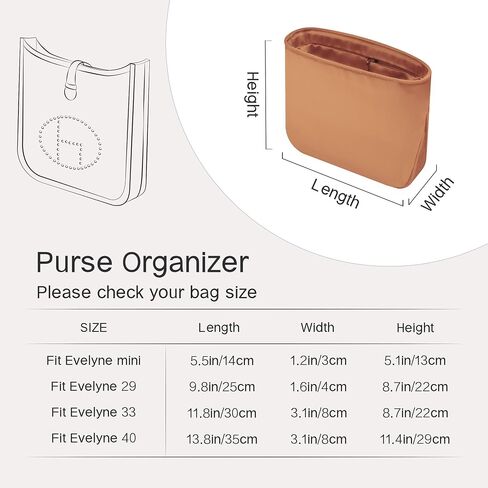 Organizer Insert for Evelyne Bags, Sliky Purse Inserts for Hermes Bags, Exclusively for Hermes Evelyne 16/18 TPM (16/18 TPM, Gold) in Saudi Arabia