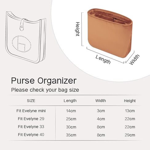 Organizer Insert for Evelyne Bags, Sliky Purse Inserts for Hermes Bags, Exclusively for Hermes Evelyne 16/18 TPM (16/18 TPM, Gold) in Saudi Arabia