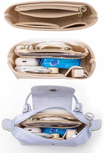 منظم أكياس من أجل Longchamp صغير حمل الأكياس الخجولة وتشطيب حقائب اليد الداخلية لبطانة الأكياس الداخلية إدراج منظم الحجم الصغير ، ومنظم المحفظة المحسوس على Longchamp Mini (1.97*6.5*3.15in) in Kuwait