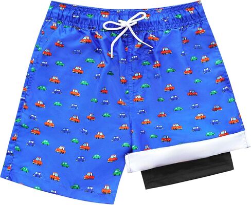 Boys Swim Trunks with Compression Liner Swim Shorts Boys Bathing Suits Swimsuit Kids Beach Quick Dry Swimwear in Kuwait