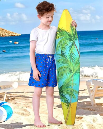 Boys Swim Trunks with Compression Liner Swim Shorts Boys Bathing Suits Swimsuit Kids Beach Quick Dry Swimwear in Kuwait