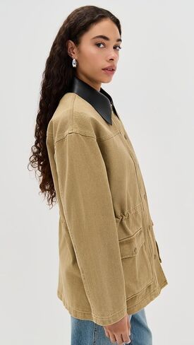 Pixie Market Women's Faux Leather Collar Barn Jacket in Saudi Arabia