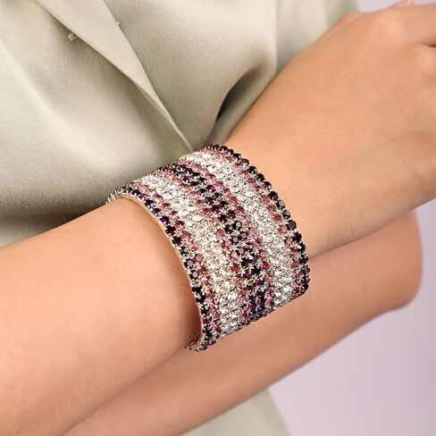 YERTTER Dainty Full Sparkle Rhinestone Crystal Stretch Bracelet Crystal Rhinestone Bollywood Bangle Bracelet Cuff Multi Row Layered Women Wrap Bracelet Hand Jewelry for Women Girls Gift in Saudi Arabia