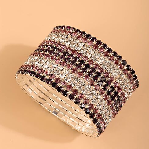YERTTER Dainty Full Sparkle Rhinestone Crystal Stretch Bracelet Crystal Rhinestone Bollywood Bangle Bracelet Cuff Multi Row Layered Women Wrap Bracelet Hand Jewelry for Women Girls Gift in Saudi Arabia