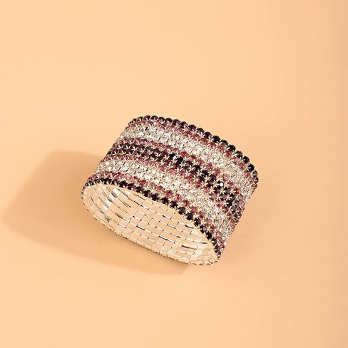 YERTTER Dainty Full Sparkle Rhinestone Crystal Stretch Bracelet Crystal Rhinestone Bollywood Bangle Bracelet Cuff Multi Row Layered Women Wrap Bracelet Hand Jewelry for Women Girls Gift in Saudi Arabia