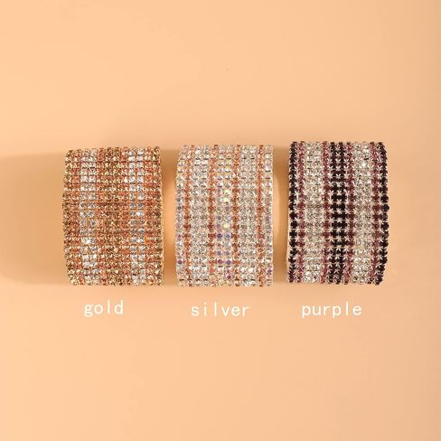 YERTTER Dainty Full Sparkle Rhinestone Crystal Stretch Bracelet Crystal Rhinestone Bollywood Bangle Bracelet Cuff Multi Row Layered Women Wrap Bracelet Hand Jewelry for Women Girls Gift in Saudi Arabia