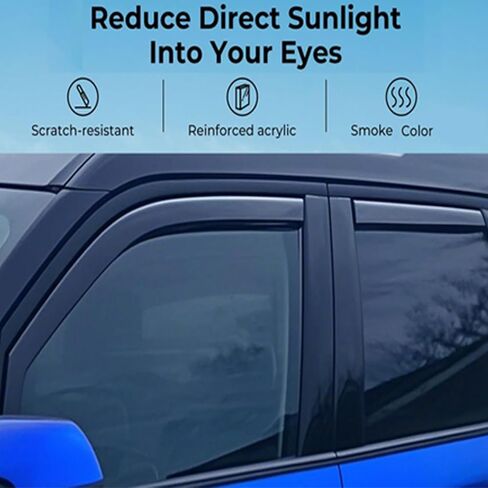 Window Rain Guard Wind Visors, Vent Deflectors Sun Shade for 2014-2018 Chevrolet Silverado & GMC Sierra 1500, 2015-2018 Silverado/Sierra 2500HD 3500HD, with Crew Cab Smoke Tinted 94536 in Kuwait