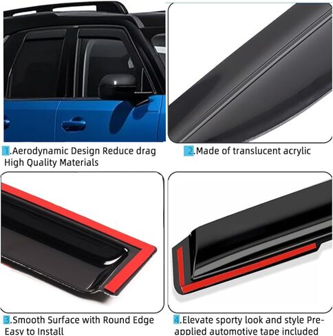 Window Rain Guard Wind Visors, Vent Deflectors Sun Shade for 2014-2018 Chevrolet Silverado & GMC Sierra 1500, 2015-2018 Silverado/Sierra 2500HD 3500HD, with Crew Cab Smoke Tinted 94536 in Kuwait