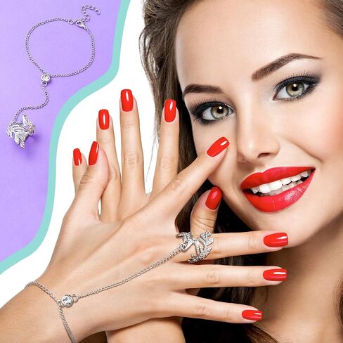 Fumete 6 pcs Finger Ring Bracelet Linked Rhinestone Hand Harness Chain Slave Bracelet with Ring Everyday Jewelry for Women in Saudi Arabia