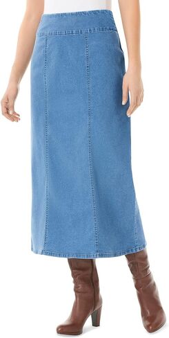 Woman Within Plus Size Flex-Fit Pull-On Denim Skirt in Saudi Arabia