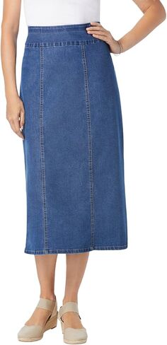 Woman Within Plus Size Flex-Fit Pull-On Denim Skirt in Saudi Arabia