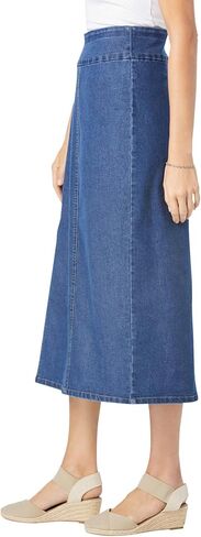 Woman Within Plus Size Flex-Fit Pull-On Denim Skirt in Saudi Arabia