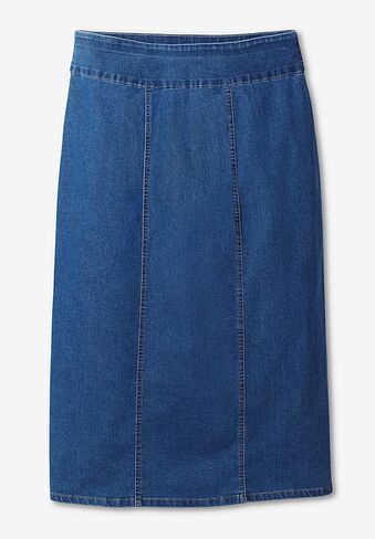 Woman Within Plus Size Flex-Fit Pull-On Denim Skirt in Saudi Arabia