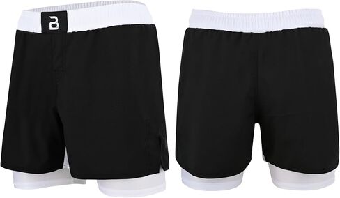 2BOLD MMA Kid’s 2 in 1 Board Shorts BJJ Built in Compression Lining Athletic Gym Boxing Jiu-Jitsu No-Gi Grappling Shorts in Saudi Arabia