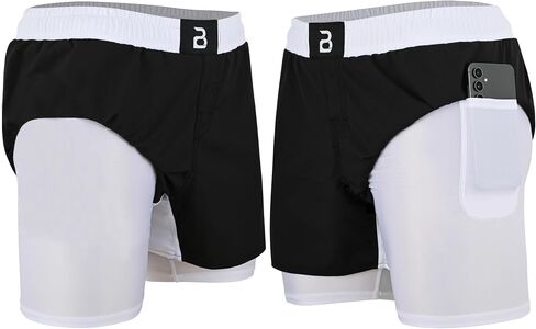 2BOLD MMA Kid’s 2 in 1 Board Shorts BJJ Built in Compression Lining Athletic Gym Boxing Jiu-Jitsu No-Gi Grappling Shorts in Saudi Arabia