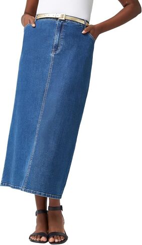 Jessica London Women's Plus Size True Fit Front Button Casual Denim Skirt in Kuwait