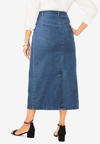 Jessica London Women's Plus Size True Fit Front Button Casual Denim Skirt in Kuwait
