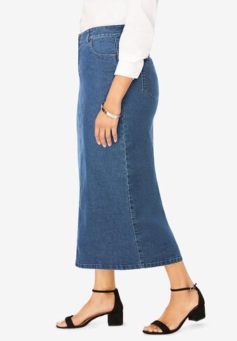 Jessica London Women's Plus Size True Fit Front Button Casual Denim Skirt in Kuwait