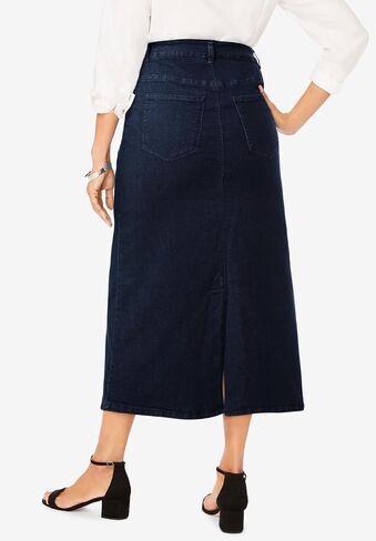 Jessica London Women's Plus Size True Fit Front Button Casual Denim Skirt in Kuwait