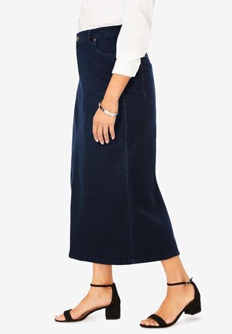 Jessica London Women's Plus Size True Fit Front Button Casual Denim Skirt in Kuwait