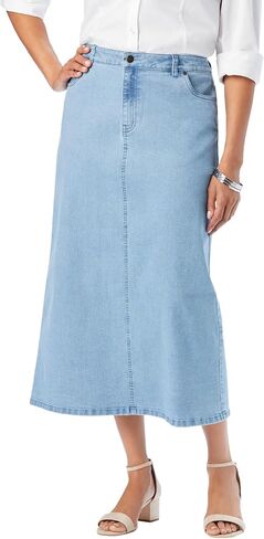 Jessica London Women's Plus Size True Fit Front Button Casual Denim Skirt in Kuwait
