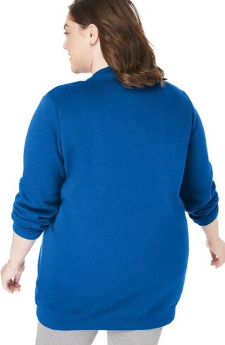 Woman Within Plus Size Fleece Baseball Jacket Long Oversized Fleece Coat in Saudi Arabia